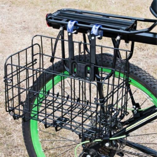 black metal bike basket